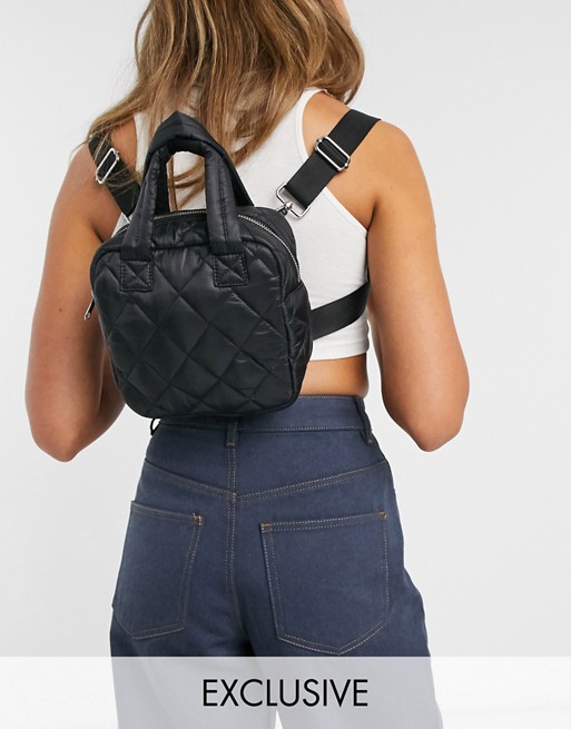 Monki mini quilted backpack in black