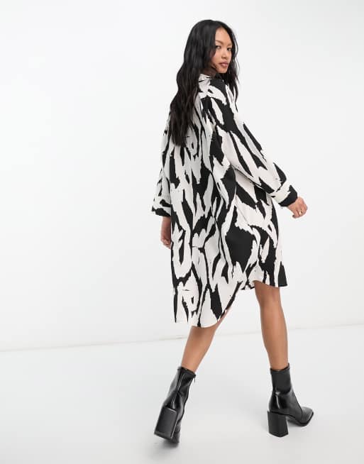 black and cream shirt dress Striped Midi T-Shirt Dress Black Cream | Love Marlow 3x / Black