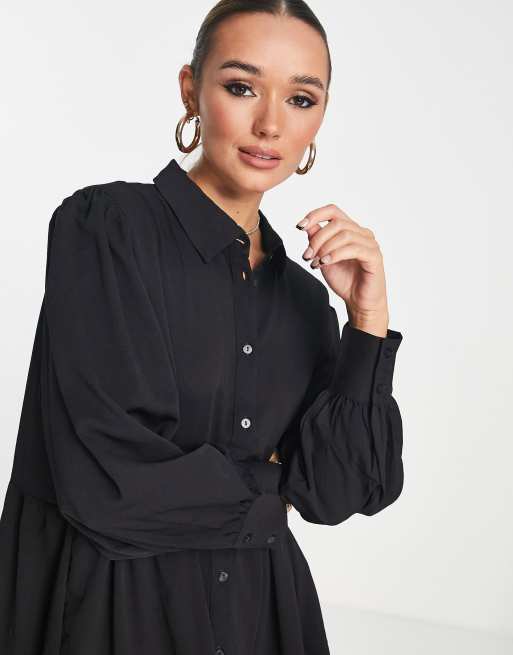 Monki black outlet shirt dress