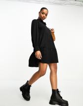 ASOS DESIGN Curve cord mini smock dress with ruffle shoulder in