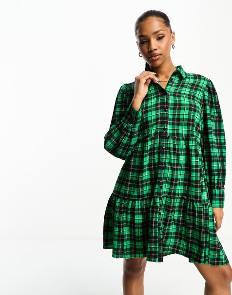 Long plaid best sale shirt dress