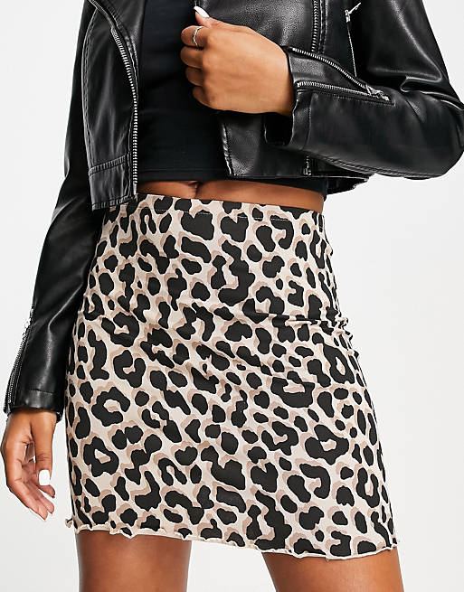 Monki mini skirt in brown leopard print | ASOS