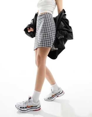 Monki mini skirt in grey check