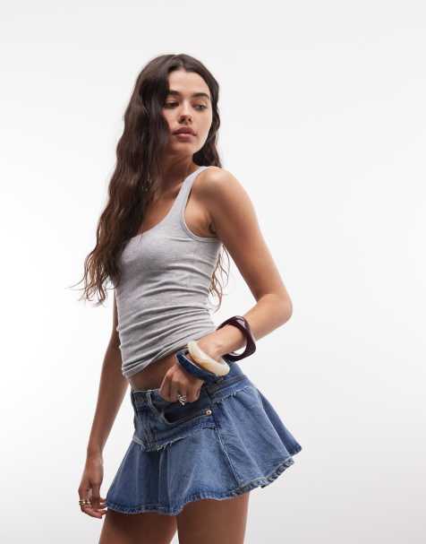 Monki - Minigonna di jeans a pieghe blu - view 1