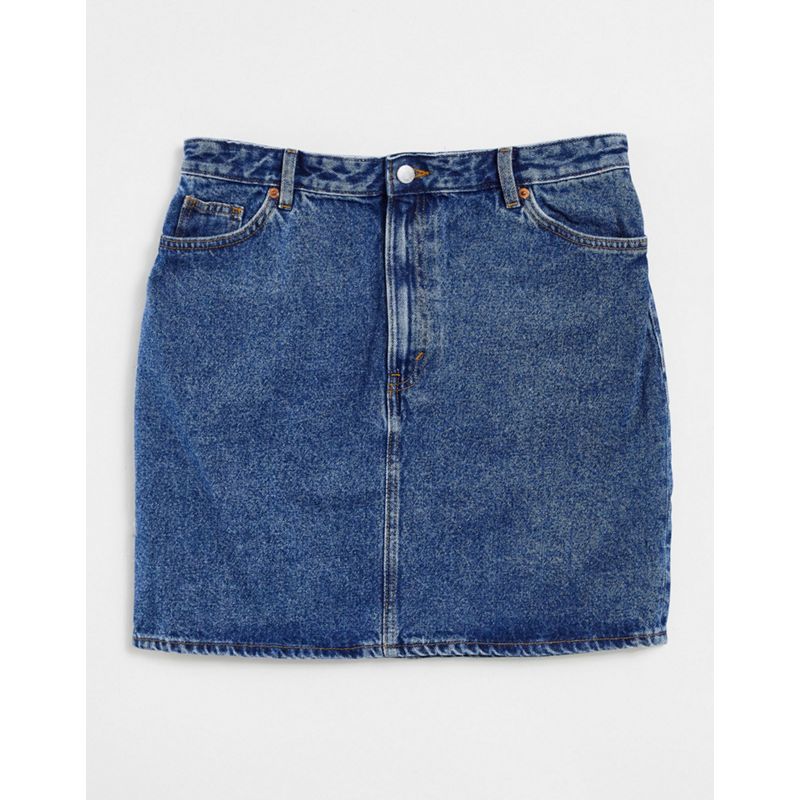 Donna Minigonne Monki - Minigonna di jeans in cotone organico lavaggio medio