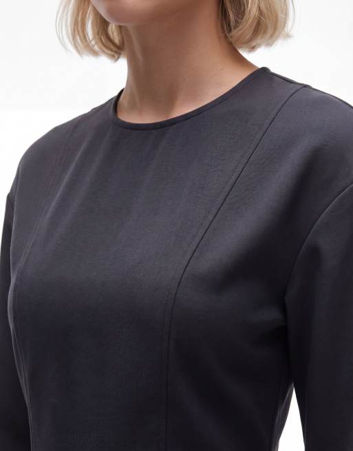 Monki – Minikleid in Schwarz mit Rüschensaum, 2 von 4