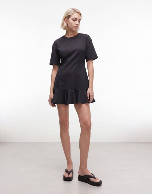 Monki – Minikleid in Schwarz mit Rüschensaum, 3 von 4