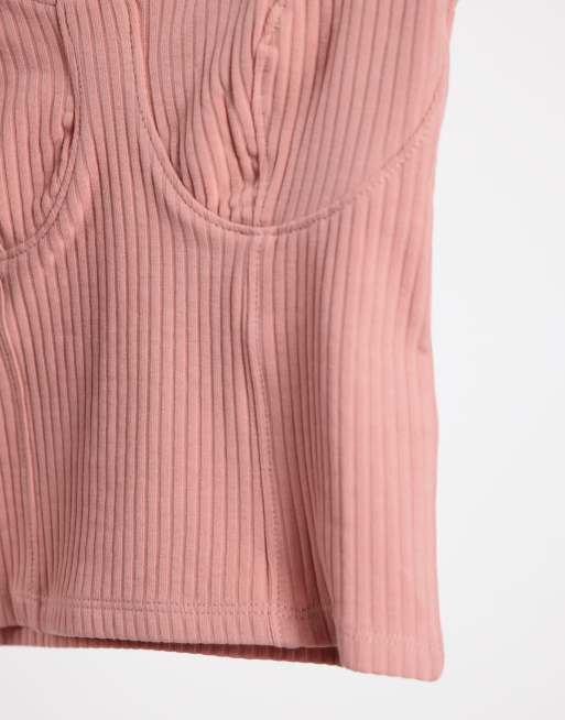 Monki - Minnie - Top van katoen met stikdetail in roze - PINK, 3 van 4