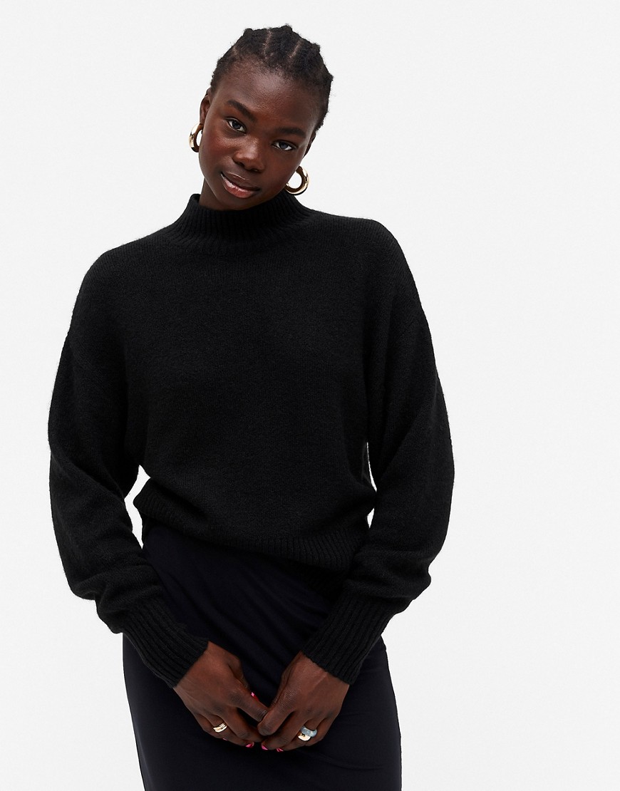 Monki Miriam high neck knitted sweater in black