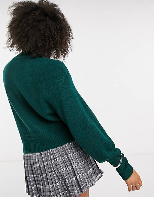  Monki Miriam knitted jumper in dark green 