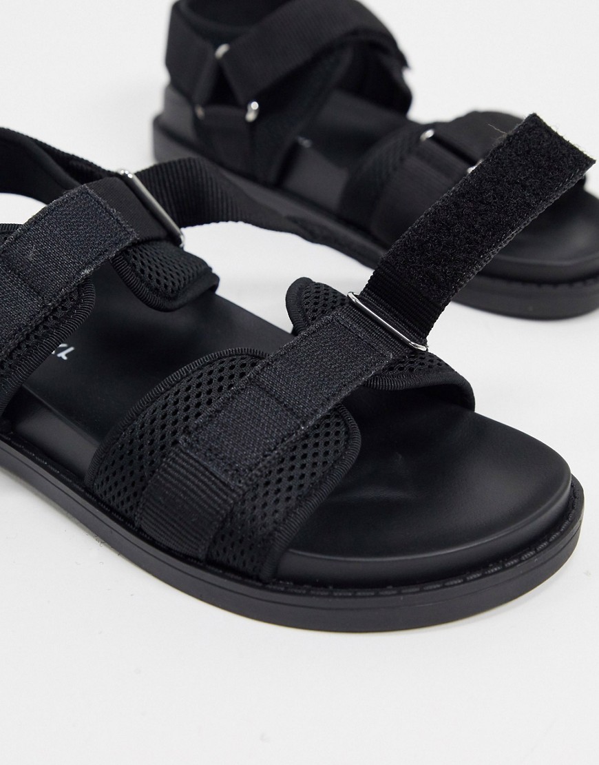 Monki - Misha genanvendt polyester sporty sandaler i sort