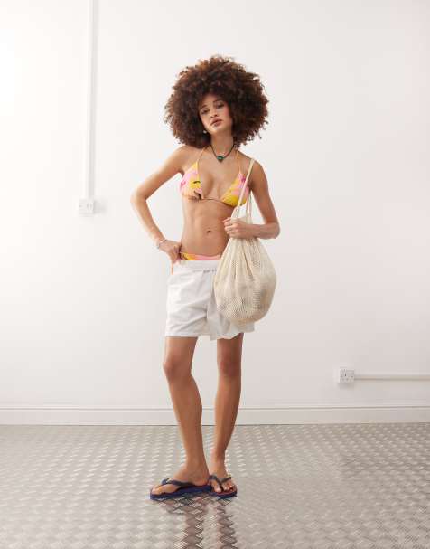 Monki - Mix and Match - Bikini a triangolo con laccetti e stampa di fiori tropicali - view 1