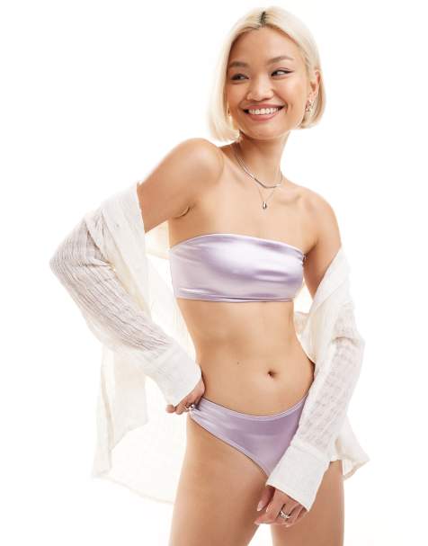 Monki mix and match bikini and swimsuit in lilac - view 1