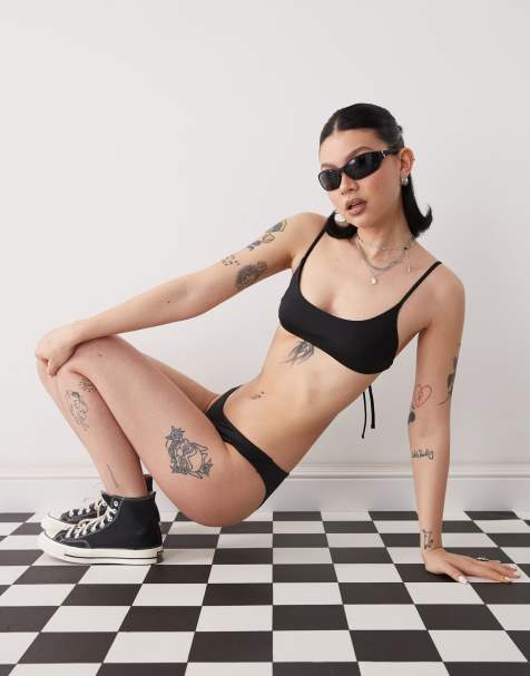 Monki - Mix and Match - Bikini nero con scollo rotondo - view 1