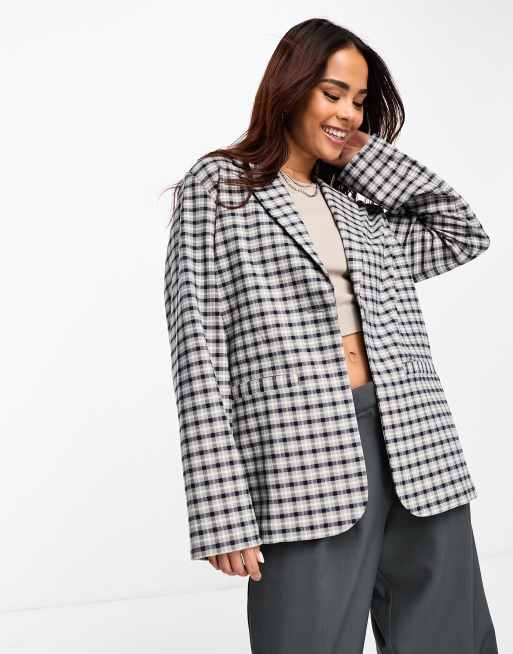 Monki mix and match blazer in check