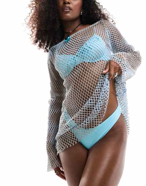 Monki mix and match co-ord triangle bikini brief in blue - view 1