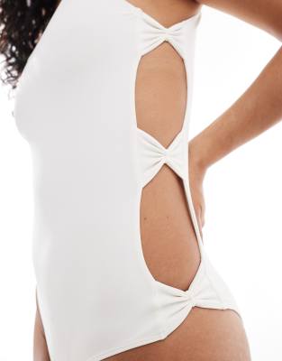 MONKI MIX AND MATCH CUT-OUT SWIMSUIT WITH BOW DETAILS 