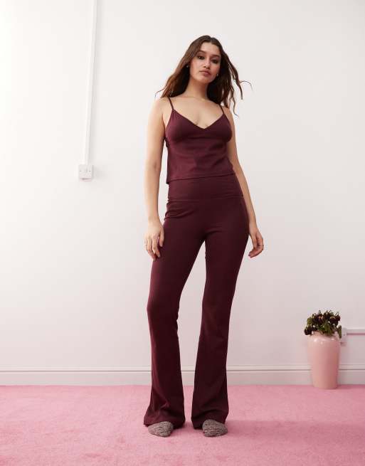Monki - Mix and Match - Débardeur de pyjama à volants - Bordeaux