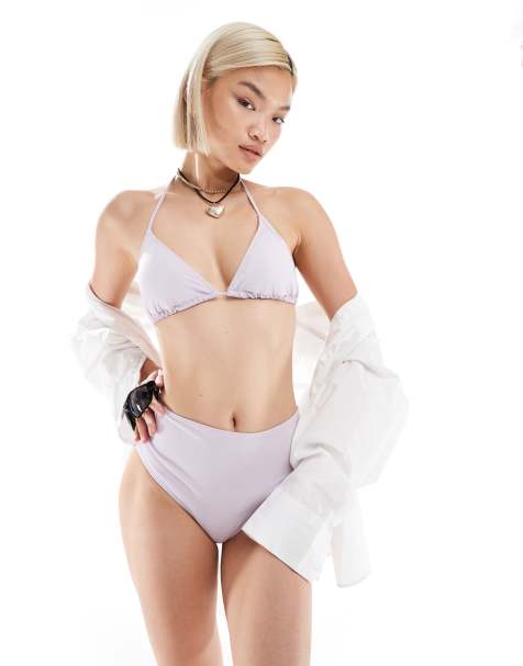 Monki mix and match high leg waist bikini bottom in lilac - view 1