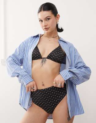 Monki Mix And Match High Waist Bikini Bottom In Black