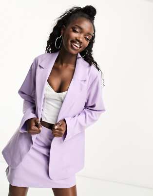 Monki mix and match oversized blazer in lilac - part of a set-Purple