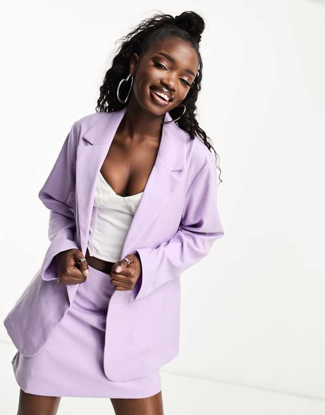 Monki mix and match oversized blazer in lilac - part of a set