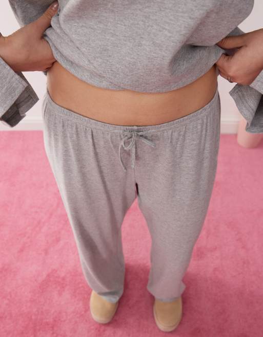 Monki - Mix and Match - Pantaloni del pigiama comodi in morbido jersey grigio mélange, 3 di 4