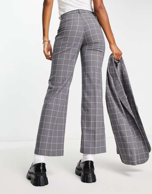 Monki mix and match pants in grey grid check