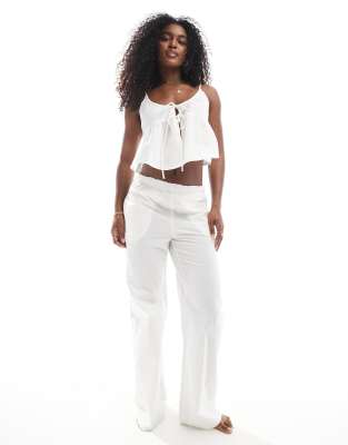 MONKI MIX AND MATCH POPLIN CAMI PAJAMA TOP WITH TIE FRONT DETAIL 