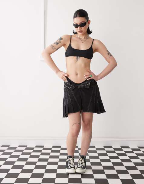 Monki mix and match scoop neck bikini in black - view 1