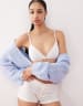 M triangle bra shorts set ホワイト Monki mix and match soft triangle pointelle bra with small