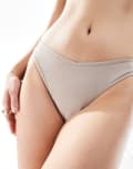 [Monki] Monki Mix and Match super soft cupro lingerie thong in beige-Neutral XL Beige