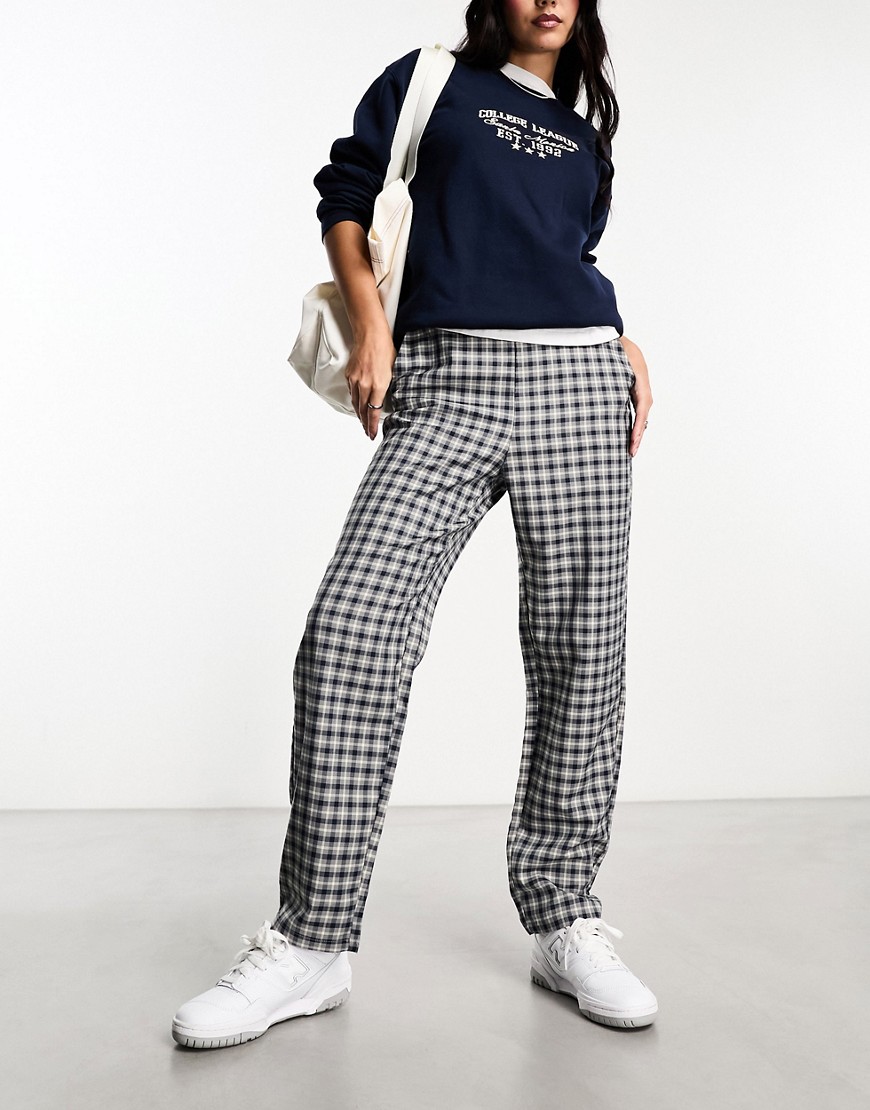 Monki mix and match tapered tailored trousers in check-Multi