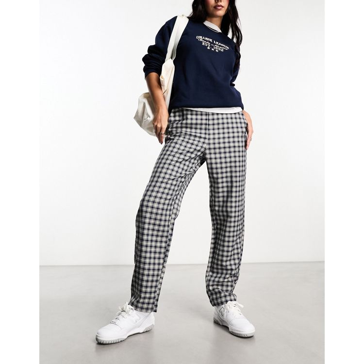 Monki mix and match tapered tailored trousers in check