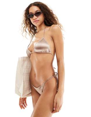 mix and match triangle bikini top in metallic gold