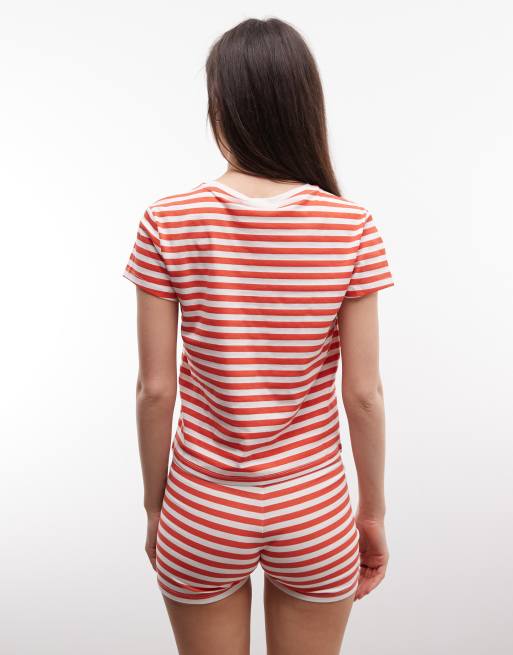Monki - Mix & Match - Hotpants rossi a righe in coordinato, 4 di 5
