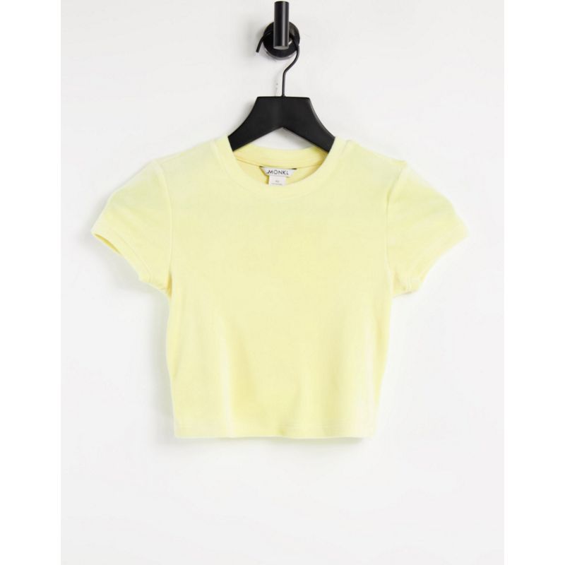  U56fA Monki - Mix & Match - Jemma - T-shirt in velour gialla in coordinato