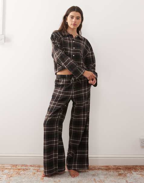 Monki - Mix og match - Brunterede pyjamasbukser i flonel - view 1