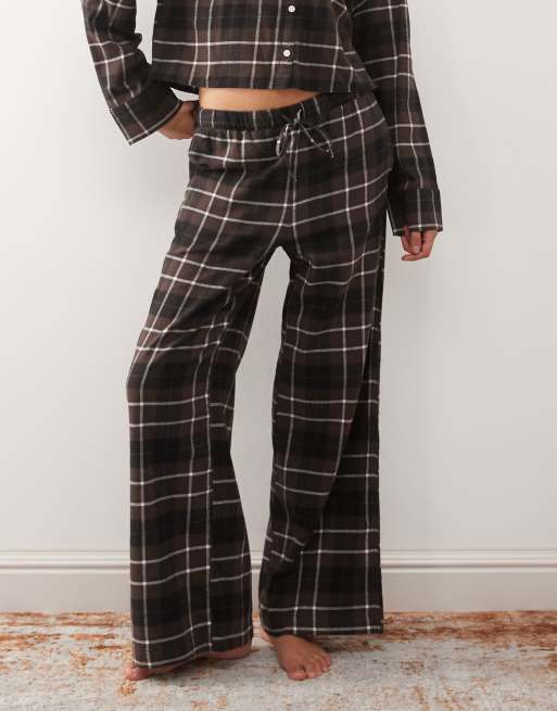 Monki - Mix og match - Brunterede pyjamasbukser i flonel, 2 af 4