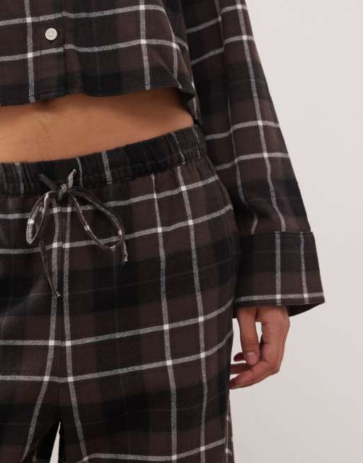 Monki - Mix og match - Brunterede pyjamasbukser i flonel, 3 af 4