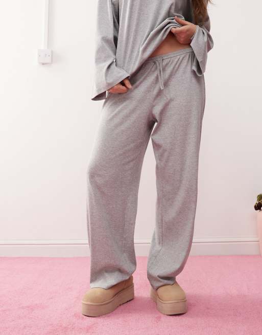 Monki - Mix og match - Gråmelerede pyjamasbukser i blød jersey i afslappet pasform, 2 af 4