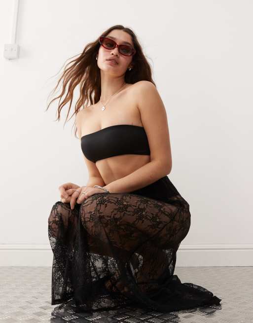 Monki - Mix og match - Sort bikinitop med bandeau-snit