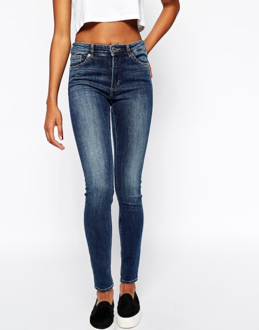 Monki Mocki Mid Rise Skinny Jeans In Wash | ASOS