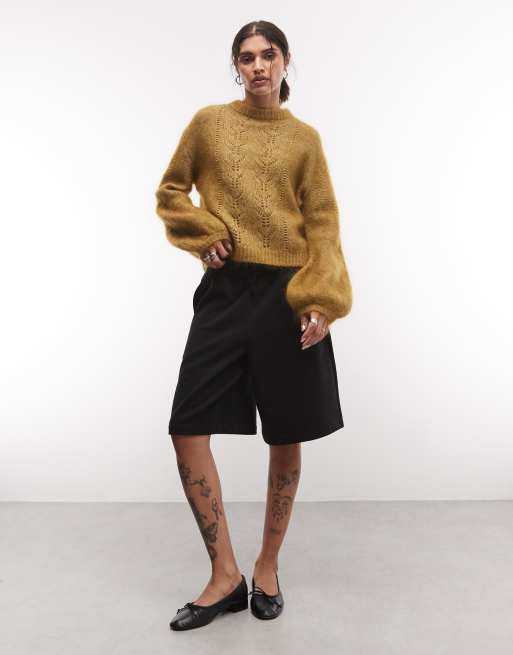 Monki mohair blend knitted sweater in chartreuse, 2 of 4