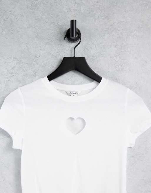 Fashionable Heart Tshirt Top in White