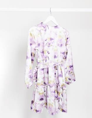 purple wrap dress long sleeve