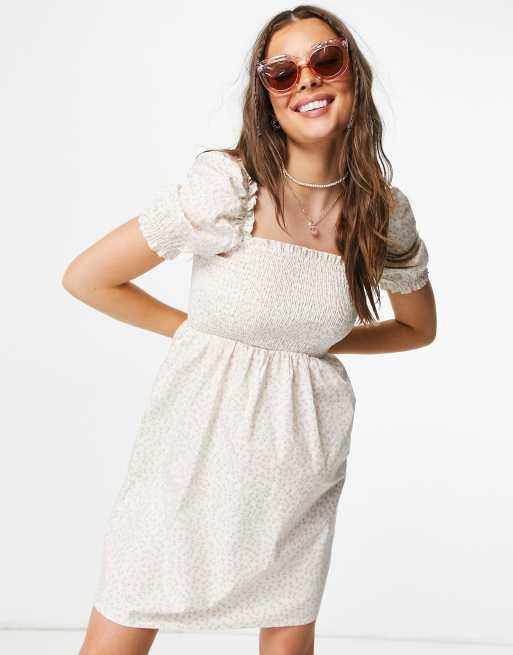 Monki Mona-lisa mini dress with shirred detail in floral print