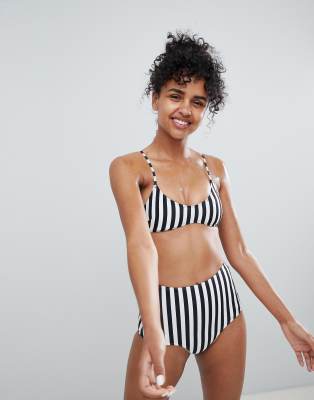 striped high waisted swimsuit