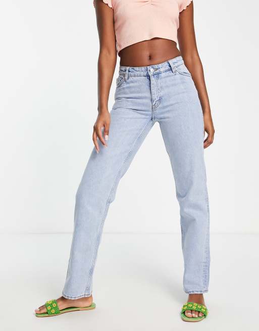 Monki Monokomi rise straight jeans in light | ASOS