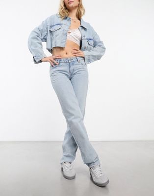 Monki Moop low rise straight leg jeans in cloud blue - ASOS Price Checker